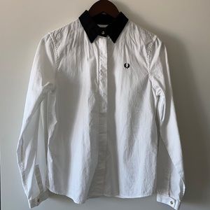 Fred Perry White Long Sleeve Button Down Shirt